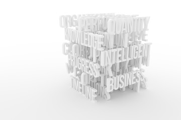 Quantity, Intelligence, business conceptual gray or black and white B&W 3D rendered words.