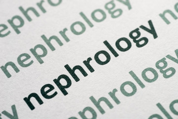 Fototapeta premium word nephrology printed on paper macro