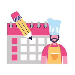 chef calendar pencil labor day