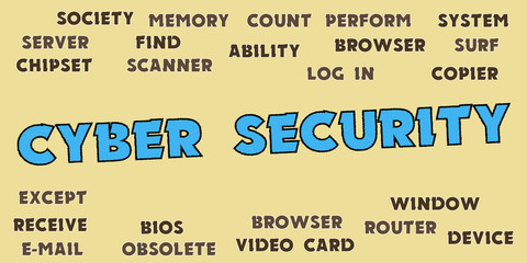 CYBER SECURITY Words and tags cloud
