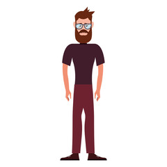 hipster man character on white background