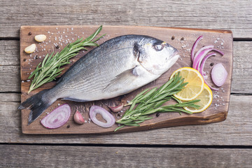 Raw dorado fish and ingridient for cooking