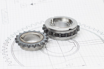 car gear rests on the drawing