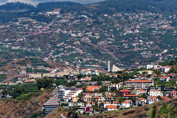 View on the buildings in Sao Martinho. Madeira island, Portugal