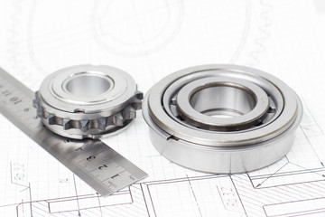 car gear rests on the drawing