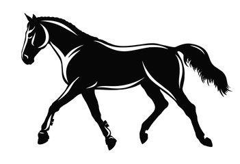 A silhouette of a horse moving the trot.