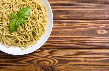 Pasta spaghetti with sauce pesto