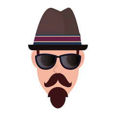 hipster face man on white background