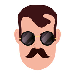 hipster face man on white background