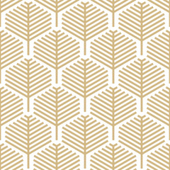 Abstract geometrisch bladpatroon met lijnen - Goud en wit ontwerp - Naadloze vectorachtergrond