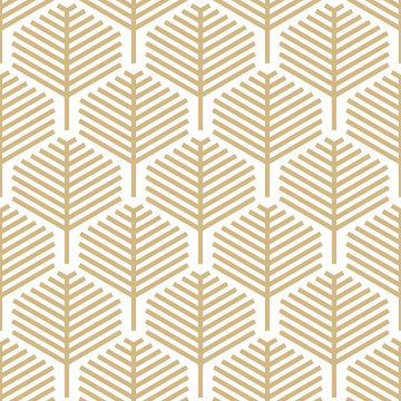 Abstract geometric leaf pattern with lines - Gold and white design - Seamless vector background © Vilmos