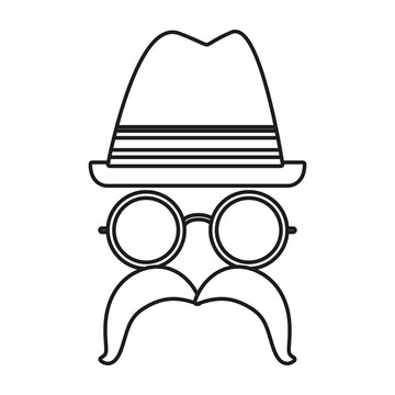 hipster hat glasses and moustache