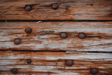 Design old dark wood texture background ship with nails