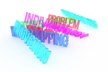 Innovation, business conceptual colorful 3D rendered words. Background, alphabet, design & typography.