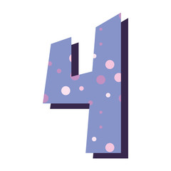 purple bubbles font number four on white background