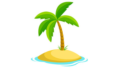Amazing Palm Tree And Island Vector - obrazy, fototapety, plakaty