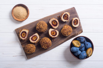 Traditional Austrian plum dumplings