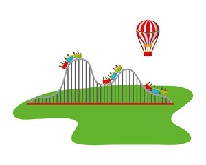 roller coaster and hot air balloon carnival fun fair