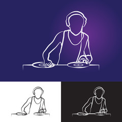 Deejay Logo with headphones and console.