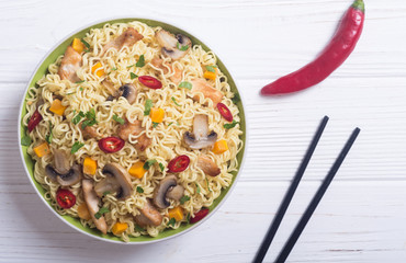 Instant noodles in bowl