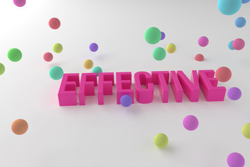 Effective, business conceptual colorful 3D rendered words. Typography, background, positive & digital.
