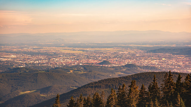 View from Shockl mountain in Graz. Tourist spot in Graz