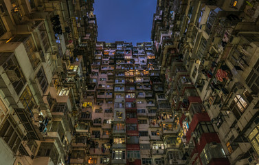 Overcrowded residential building in Hong Kong