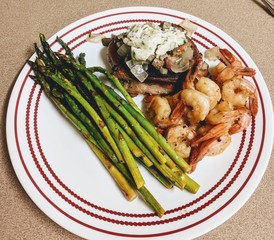 Filet Mignon surf and turf with Roasted Asparagus