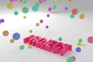 Project, business conceptual colorful 3D rendered words. Abstract, artwork, typography & web.