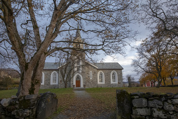 Autumn -Bronnoysund old stone church, Northern Norway