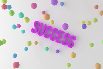Success, business conceptual colorful 3D rendered words. Style, text, communication & artwork.