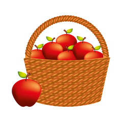 wicker basket fresh fruit nature apples