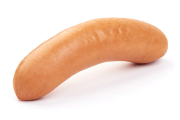 Rookworst boiled sausages, close-up, isolated on white background