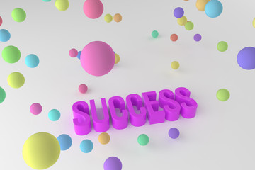 Success, business conceptual colorful 3D rendered words. Style, wallpaper, title & design.