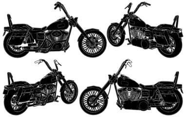 Naklejka premium Retro stary styl motocykl na białym tle ilustracja na białym tle wektor 25