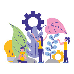 people using mobile creativity outdoors