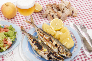 Grilled atlantic horse mackerel meal
