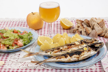 Grilled atlantic horse mackerel meal