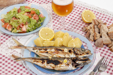Grilled atlantic horse mackerel meal