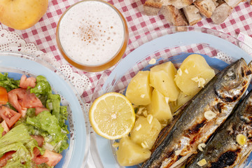 Grilled atlantic horse mackerel meal