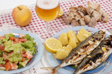 Grilled atlantic horse mackerel meal