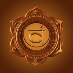 orange Swadhisthana chakra symbol, 3d modern illustration
