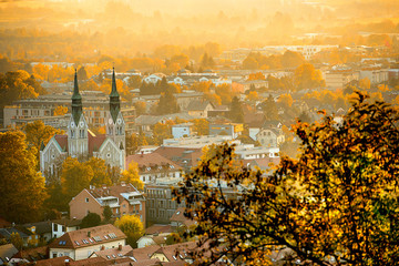 Fragment of the autumn city. Ljubljana