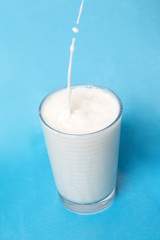 pouring milk on glass