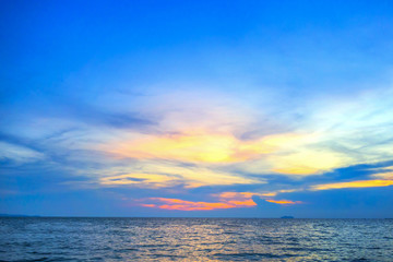 Sea sky on sunset background