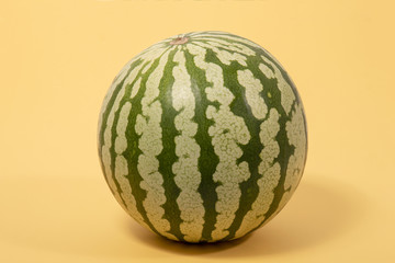 Watermelon fruit on a yellow background.