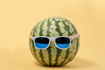 Watermelon  fruit with sun glasses