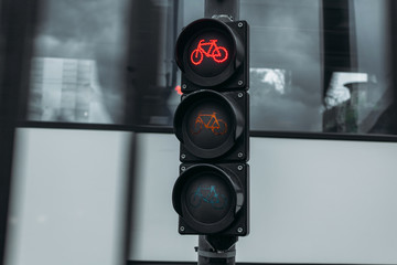 Traffic light with bike sign for cyclists 