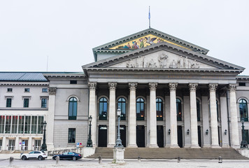 Fototapeta premium Max-Joseph-Platz in Munich. The National Theater (Nationaltheater) is home of the Bavarian State Opera, State Orchestra, State Ballet