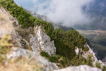 Mountain peaks and trails in summer time. Romania